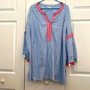 # Crown + Ivy Tunic Top Size 3X Blue White Stripes